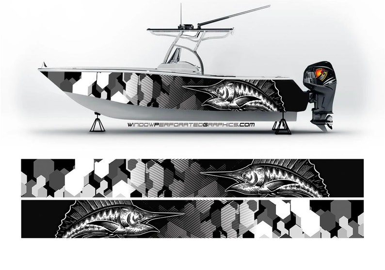 Camo Black and White Marlin Fi - Fishing Boat Trailer ulasan dan harga